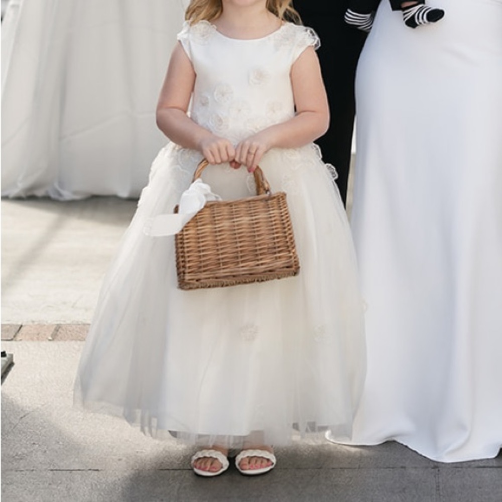 Princess Daliana Emmie Floral Applique Tulle Flower Girl Dress